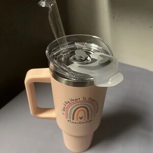 Insulated Travel Mug with Straw - Cream